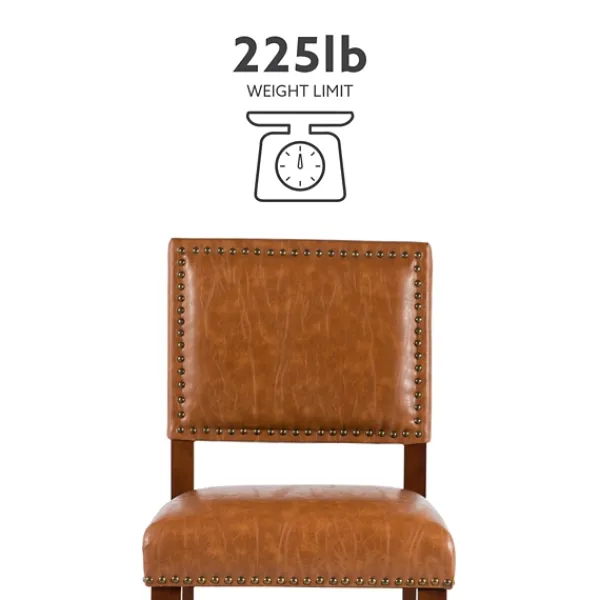 Bar Stools & Counter Height Stools-Kirkland's Home Brown Faux Leather Square Classic Counter Stool Tan