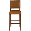 Bar Stools & Counter Height Stools-Kirkland's Home Brown Faux Leather Square Classic Bar Stool Tan