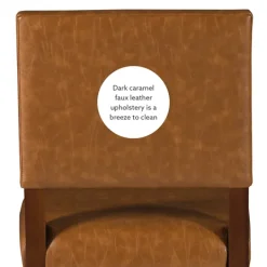 Bar Stools & Counter Height Stools-Kirkland's Home Brown Faux Leather Square Classic Bar Stool Tan