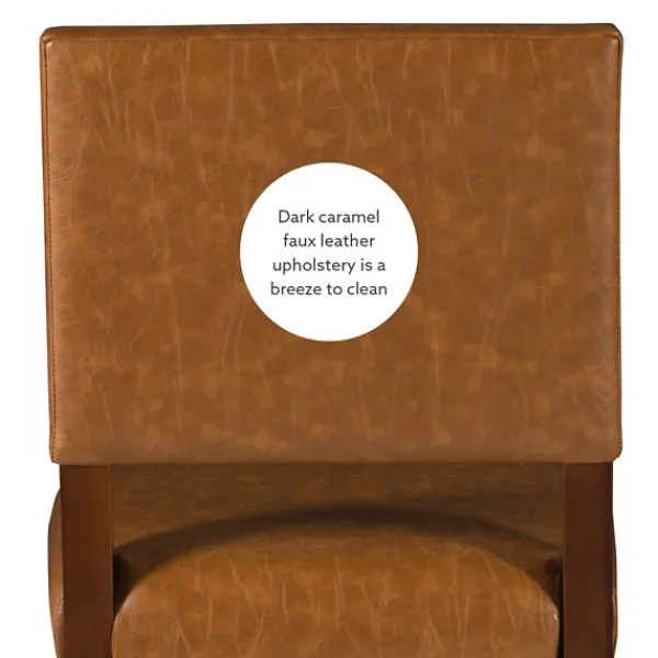 Bar Stools & Counter Height Stools-Kirkland's Home Brown Faux Leather Square Classic Bar Stool Tan