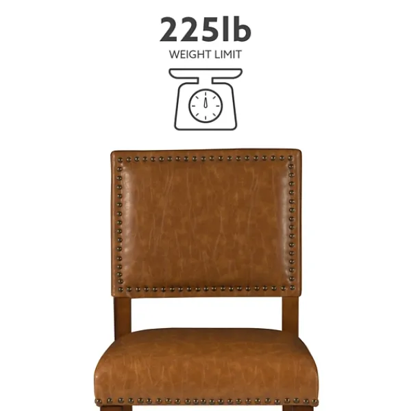 Bar Stools & Counter Height Stools-Kirkland's Home Brown Faux Leather Square Classic Bar Stool Tan