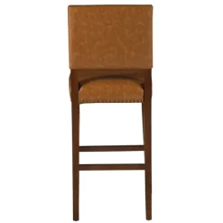 Bar Stools & Counter Height Stools-Kirkland's Home Brown Faux Leather Square Classic Bar Stool Tan