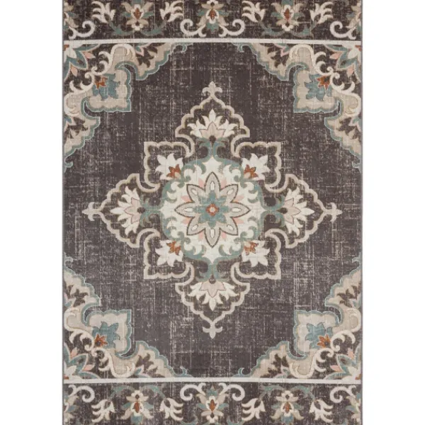 Outdoor Rugs-Kirkland's Home Brown Floral Medallion Outdoor Area Rug, 5X7 Brown/Multi