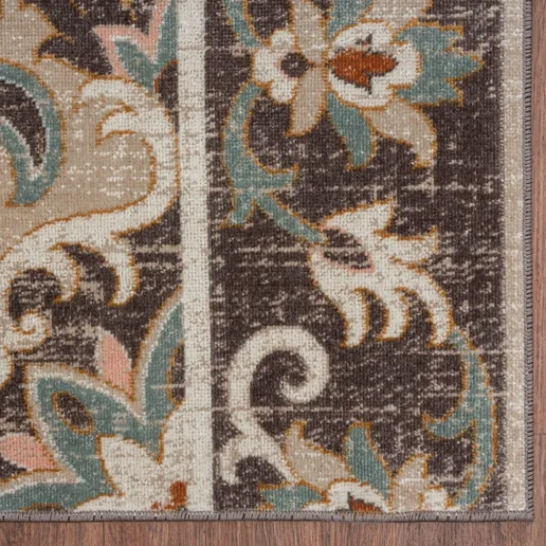 Outdoor Rugs-Kirkland's Home Brown Floral Medallion Outdoor Area Rug, 7X9 Brown/Multi