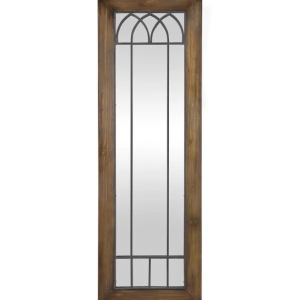 Decorative Mirrors-Kirkland's Home Brown Larissa Arched Window Leaning Mirror