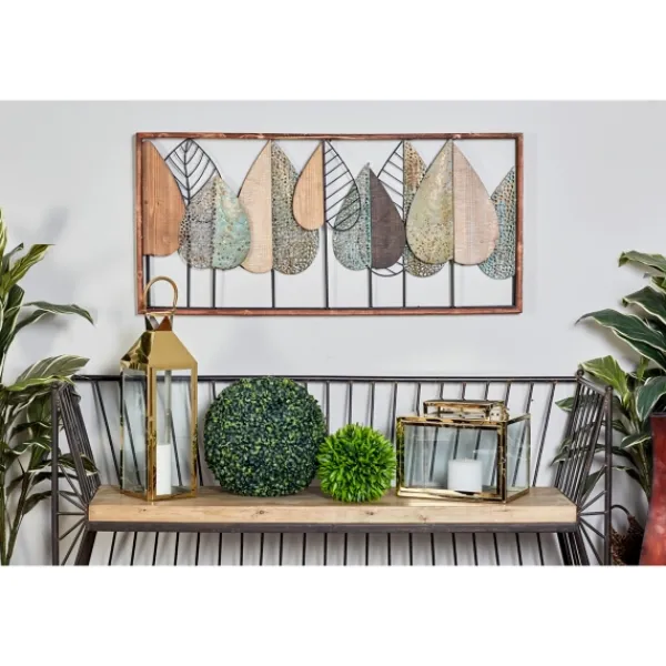 Wall Plaques-Kirkland's Home Brown Metal And Wood Leaves Wall Plaque Brown/Black