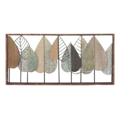 Wall Plaques-Kirkland's Home Brown Metal And Wood Leaves Wall Plaque Brown/Black