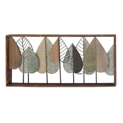 Wall Plaques-Kirkland's Home Brown Metal And Wood Leaves Wall Plaque Brown/Black