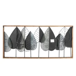 Wall Plaques-Kirkland's Home Brown Metal And Wood Leaves Wall Plaque Brown/Black