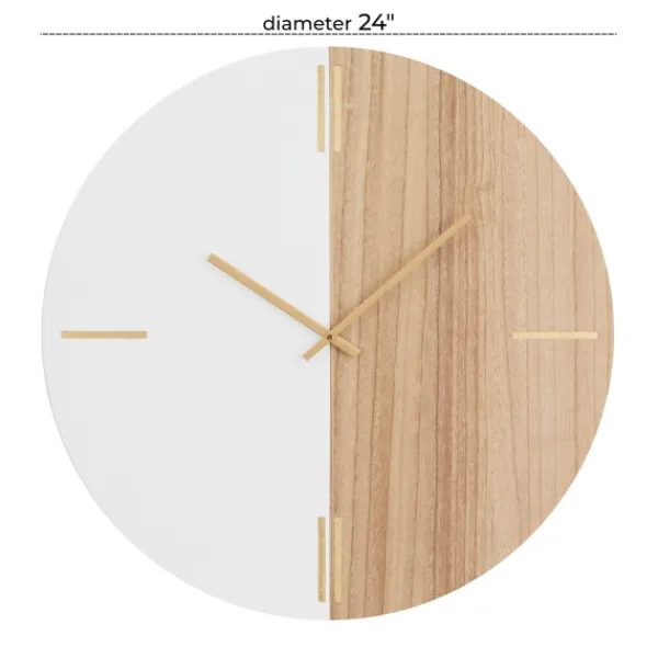 Clocks-Kirkland's Home Brown Neutral Element Wall Clock White