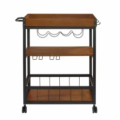 Kitchen Islands & Bar Carts-Kirkland's Home Brown Norcross Industrial Rolling Bar Cart