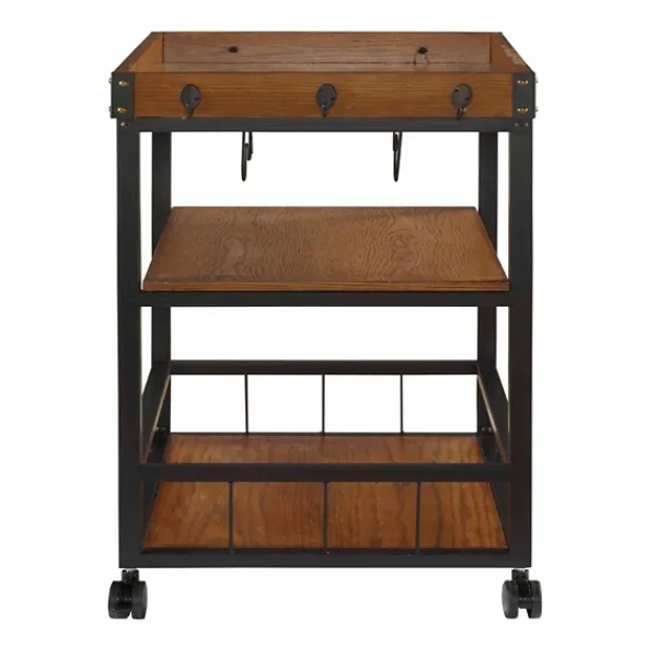 Kitchen Islands & Bar Carts-Kirkland's Home Brown Norcross Industrial Rolling Bar Cart