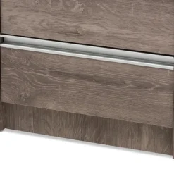 Nightstands-Kirkland's Home Brown Oak Wood Finish 2-Drawer Nightstand