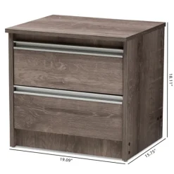 Nightstands-Kirkland's Home Brown Oak Wood Finish 2-Drawer Nightstand