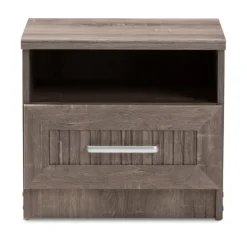 Nightstands-Kirkland's Home Brown Oak Wood Finish Open Shelf Nightstand