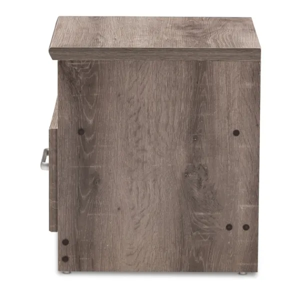 Nightstands-Kirkland's Home Brown Oak Wood Finish Open Shelf Nightstand