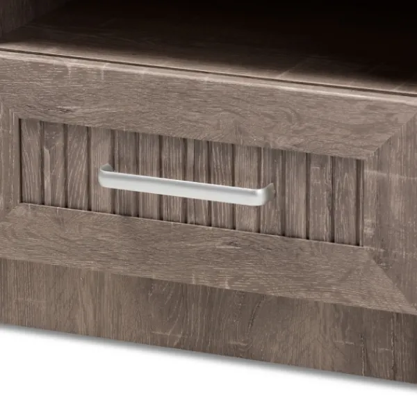 Nightstands-Kirkland's Home Brown Oak Wood Finish Open Shelf Nightstand