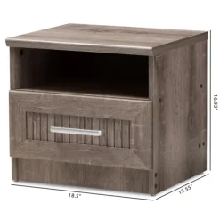 Nightstands-Kirkland's Home Brown Oak Wood Finish Open Shelf Nightstand