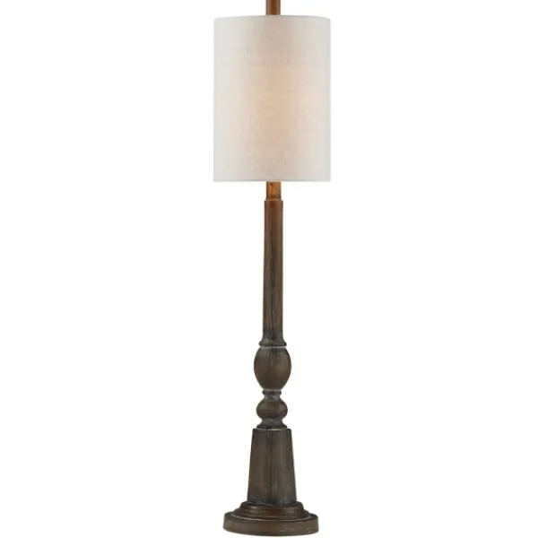 Buffet Lamps-Kirkland's Home Brown Resin Traditional Candlestick Buffet Lamp Ivory