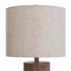 Table Lamps-Kirkland's Home Brown Ribbed Wood Finish Table Lamp Tan