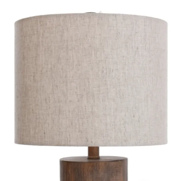 Table Lamps-Kirkland's Home Brown Ribbed Wood Finish Table Lamp Tan