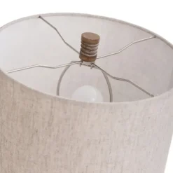 Table Lamps-Kirkland's Home Brown Ribbed Wood Finish Table Lamp Tan