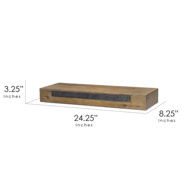 Shelves-Kirkland's Home Brown Rustic Floating Wooden Shelf