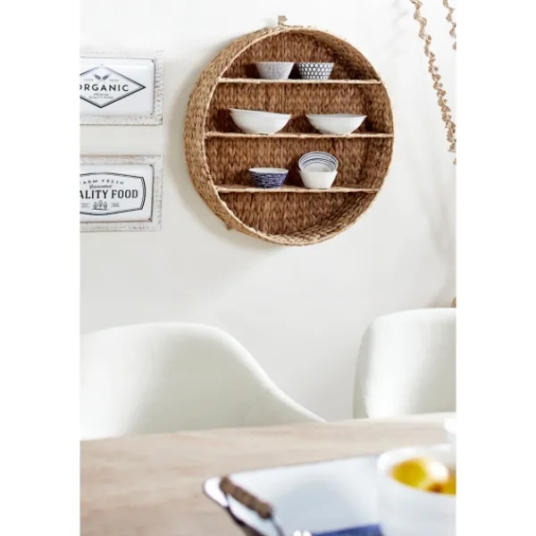 Shelves-Kirkland's Home Brown Sea Grass Woven Round Wall Shelf