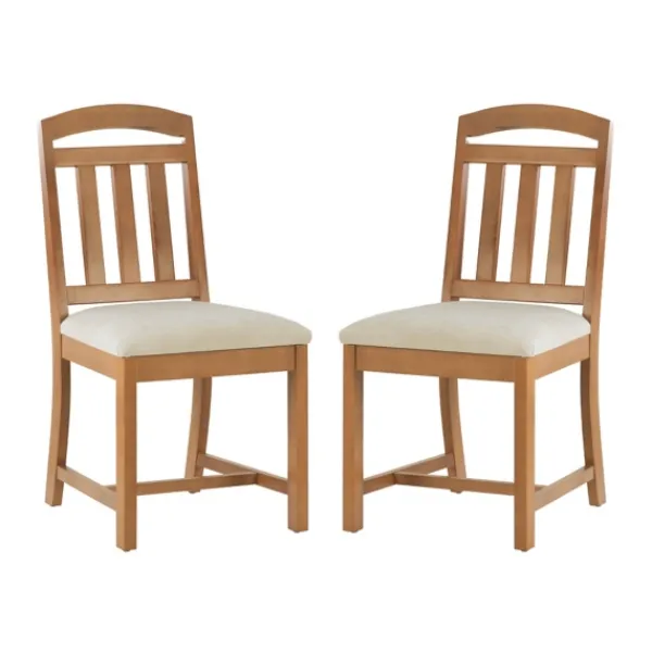 Dining Chairs-Kirkland's Home Brown Slatted Upholstered Dining Chairs, Set Of 2 Brown/White