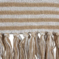 Blankets & Throws-Kirkland's Home Brown Stone Square Stripes Throw Brown/White