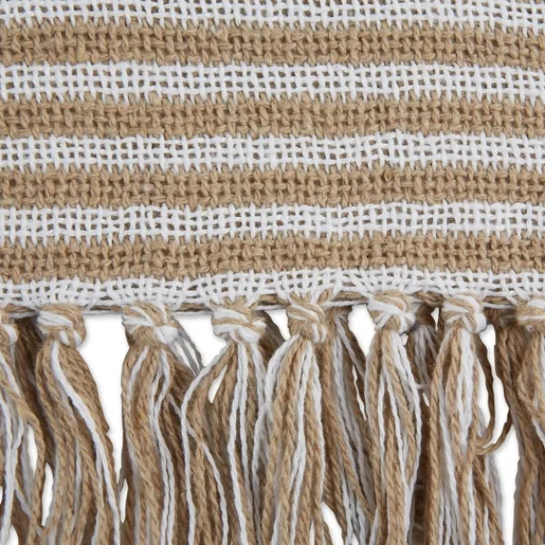 Blankets & Throws-Kirkland's Home Brown Stone Square Stripes Throw Brown/White