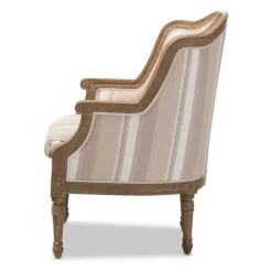 Accent Chairs-Kirkland's Home Brown Striped Upholstered Accent Chair Brown/Tan/White