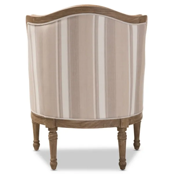 Accent Chairs-Kirkland's Home Brown Striped Upholstered Accent Chair Brown/Tan/White