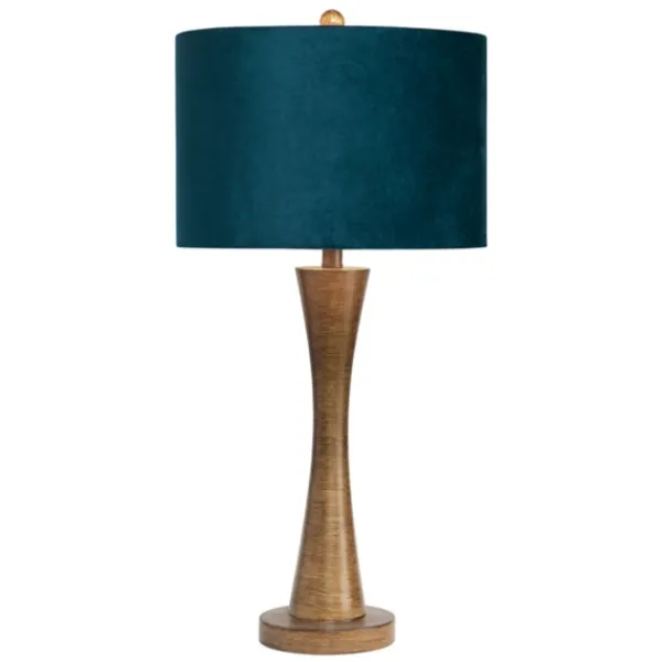 Table Lamps-Kirkland's Home Brown Tapered Base Velvet Shade Table Lamp Blue