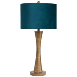 Table Lamps-Kirkland's Home Brown Tapered Base Velvet Shade Table Lamp Blue