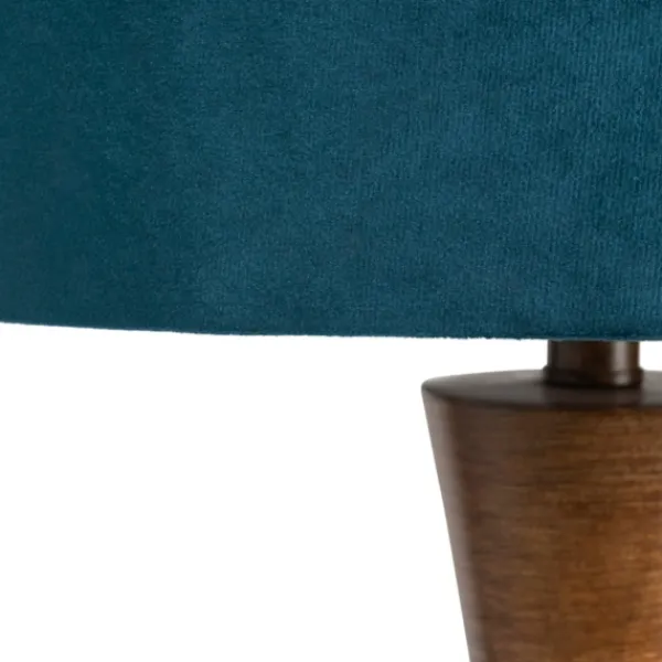 Table Lamps-Kirkland's Home Brown Tapered Base Velvet Shade Table Lamp Blue