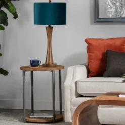 Table Lamps-Kirkland's Home Brown Tapered Base Velvet Shade Table Lamp Blue