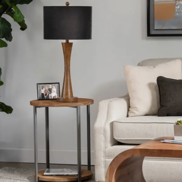 Table Lamps-Kirkland's Home Brown Tapered Base Velvet Shade Table Lamp Gray