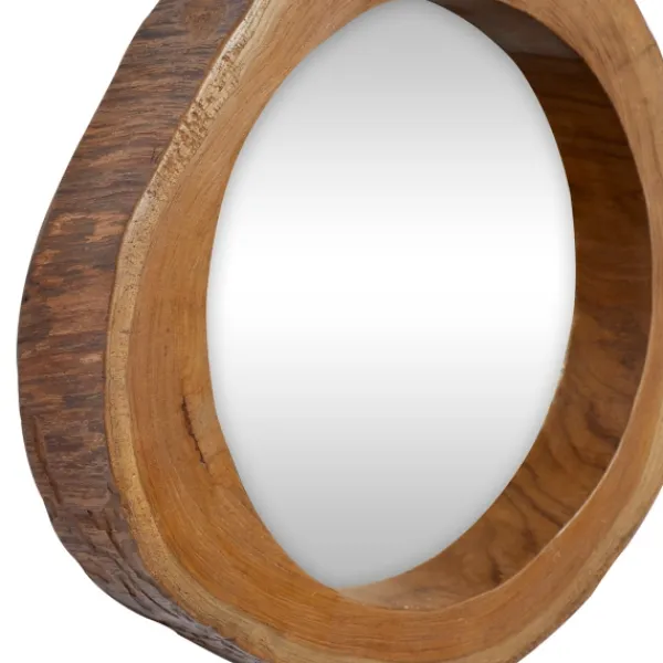 Decorative Mirrors-Kirkland's Home Brown Teak Wood Frame Wall Mirrors, Set Of 4