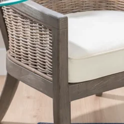 Accent Chairs-Kirkland's Home Brown Wicker Wood Curved Back Accent Chair White