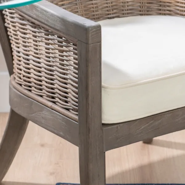 Accent Chairs-Kirkland's Home Brown Wicker Wood Curved Back Accent Chair White