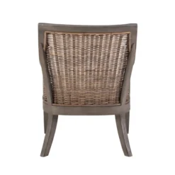 Accent Chairs-Kirkland's Home Brown Wicker Wood Curved Back Accent Chair White