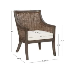 Accent Chairs-Kirkland's Home Brown Wicker Wood Curved Back Accent Chair White