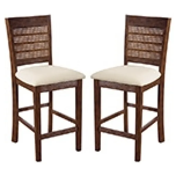 Bar Stools & Counter Height Stools-Kirkland's Home Brown Wilbur Cane Back Counter Stools, Set Of 2 Brown/White