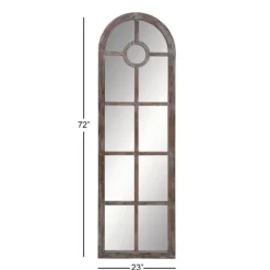 Decorative Mirrors-Kirkland's Home Brown Wood And Glass Arched Windowpane Mirror