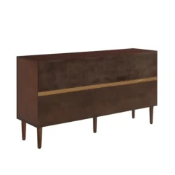 Cabinets & Sideboards-Kirkland's Home Brown Wood And Gold 4-Door Cabinet