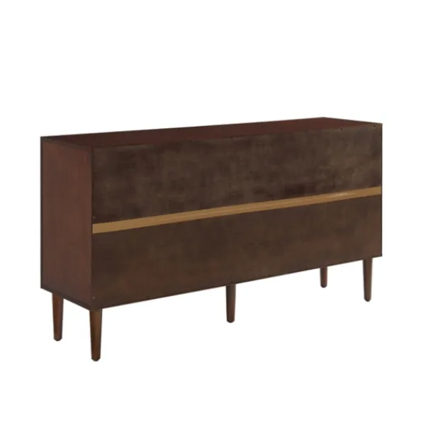 Cabinets & Sideboards-Kirkland's Home Brown Wood And Gold 4-Door Cabinet
