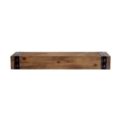 Shelves-Kirkland's Home Brown Wood And Metal Shelf, 24 In.