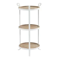 Accent & End Tables-Kirkland's Home Brown Wood And Metal 3-Tier Side Table White