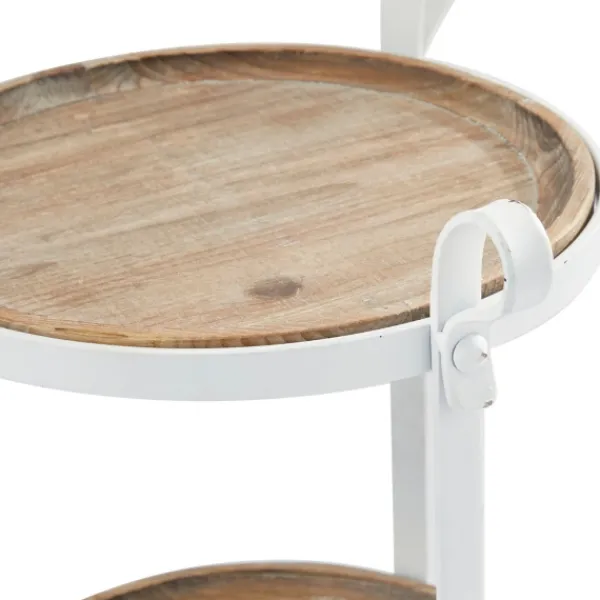 Accent & End Tables-Kirkland's Home Brown Wood And Metal 3-Tier Side Table White